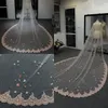 2021 One Layer Bridal Veils Lace Edge 3D Appliqued Long Wedding Veil Custom Made Wedding Accessories