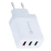 شاحن الدهون QC 3.0 18W Charge Charge Dual 2.4A USB Wall Chargers 3 منافذ الاتحاد الأوروبي US UK Plug Home Adapter للهاتف