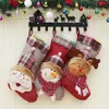 Santa Claus Bonhomme de neige Noël Bas de Noël Lattice Décoration de Noël Chaussettes de Noël Chaussettes de Noël Sac-cadeau de bonbons pour enfants DA946