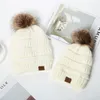 Kids Adults Pom Poms Beanies Knitted Hat Thick Warm Winter Hat Soft Stretch Cable Knit Wool Hats Skullies Beanie Girl Ski Caps GGA3727