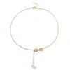 Geben Sie Schiff frei 20 teile/los Unendlichkeitssymbol 8 Glücksperlenanhänger Halskette Frauen Gold Silber Kette Böhmischer Chocker Halskettenschmuck