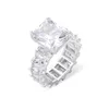 Big Square Diamond Rings Luxe Elegance Bagues de fiançailles pour Accessoires Bijoux Femmes Mode Alliance Zircon