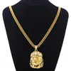 Hängsmycke Halsband Gold Big Jesus Penddant Halsband för män / Kvinnor och 29.53in Kedjelängd Hip Hop Smycken