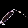 High Clear Anti Reflective Rhinestone Reading Glasses Women Pink Eyeglasses Diamond Cutting Rimless Presbyopic Eyewear New