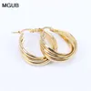 Hoop & Huggie MGUB Stainless Steel Gold Color Earrings 2 Smooth And Frosted Women Fashion Jewelry Whole Real Map LH18912502