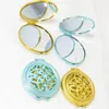 Vintage Hand Mirrors Pocket Mirror Mini Compact Mirrors Girl Double-Side Folded Hollow Out Makeup Mirror Radom Colors HHB1713