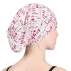 Kvinnor satin fodrad sömnlock fast färg blommig tryck håravfall kemo headwrap elastic brett band slouchy beanie slap hat9607286