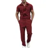 Summer Zipper Jumpsuit Streetwear Male Tracksuits Short Sleeve Solid Color Cargo Pants Set Jumpsuits Overalls M-2XL