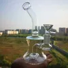 Mini Bong 6.5 pulgadas Tubos de agua de vidrio bongs pipas de agua Pyrex grueso con vaso de precipitados de 14 mm hembra pequeña plataforma de dab de aceite