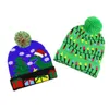 Pom Pom Sombreros de Navidad Sombreros de punto con luz LED Gorros de Navidad Sombreros de invierno de ganchillo Deer Elk Gilrs Skull Cap Decoración del hogar de Navidad