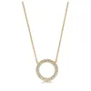 NEW 100% 925 Sterling Silver New Plated 18 Gold Color Luxury Zircon Round Hollow Personality Pendant Necklace Original 367121CZ
