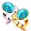 Retro turquoise Ring diamond Silver gold stainless steel rings women mens ring band fashion jewelry gift will and sandy new