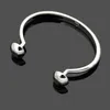 Europe America Fashion Style Lady Women Titanium steel Engraved V Initials Double Rivets Open Bangle Bracelet 3 Color1890