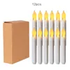 12 stks Flameless LED Taper Candles Lights, Batterij Operated Candlesticks met warme gele flikkerende vlam, 0,79 x 6.5 inch kaars