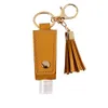Hand Sanitizer Bottle Cover PU Leather Tassel Holder Keychain Protable Keyring Cover Storage Bottles Bags Home Storage Organization