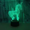 مصابيح LED ثلاثية الأبعاد جديدة ملونة لمسة عن بُعد التحكم ثلاثي الأبعاد LED LED Night Light Touch ملون Unicorn 3D Small Table Lamp