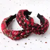 Christmas Plaid Hair Band Xmas Snowflake Head Sticks Printed Hair Hoop Bowknot Fashion Headbands Party Decorations Hair Accessories M2804