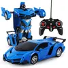 Electric/RC Car Damage Refund 2In1 RC Car Sports Car Transformation Robots Models Remote Control Deformation RC fighting toy Childrens GiFT 240314