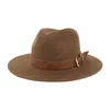 新しいユニセックスストローサンハットパナマワイドブリムTrilby Sunhat Chapau Femme男性女性ジャズ