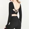 Women LL Yoga Crop Top Racerback Autumn i Lato Nowy kombinezon jogi z długimi rękawami z klatką piersiową Krótka koszulka Fiess