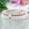 MG0962 6 mm Polerad Rose Quartz Rose Gold Color Bead Armband Set Pink Gem Stone Armband Dainty Healing Crystals Armband6168761
