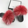 New ins lovely cute stylish 40 colors fashion casual real fur flat sandles slides slippers for women men girls