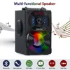 Freeshipping Bluetooth Speaker Portable Trådlös stereo Subwoofer Basshögtalare med RGB-lampor Stöd FM-radio AUX fjärrkontroll