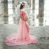 Moederschap Fotografie Props Split Front Zwangerschap Jurk voor Photo Shoot Shoulderless Zwangere Dames Jurken Maxi Maternity Jurk