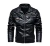 Lo mejor en ventas, abrigo cálido de invierno a la moda para hombre, chaqueta de cuero estilo motocicleta, chaquetas informales de negocios para hombre, abrigo cálido negro