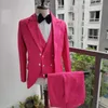 Популярные боковые вентиляторы две кнопки Groom Tuxedos Peak Peak Groomsmen Mens костюмы свадьба / выпускной / ужин Blazer (куртка + брюки + жилет + галстук) K550