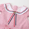 Girl039s Dresses designers clothes kids Casual and lovely white baby collar short sleeve cotton dress with red cherry print str9384589