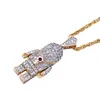 Lureen Hip Hop Gold Color Iced Out Micro Pave Astronaut Pendant Halsband för män Män CZ Long Chains Trendy Jewelry Gift280Z