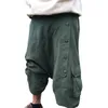 HEFLASHOR Herren Grüne Haremshose Pumphose Vintage Lose Hose Meditation Outdoor Männer Hip Hop Hose mit weitem Bein Pantalon Hombre