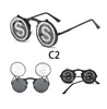 Steampunk round flip flops sunglasses Unisex Retro 90s Rave party Selfie accessory 2262386233983