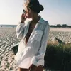 2020 Witte katoenen tuniek bikini cover-ups sexy zomer strand slijtage badpak Cover up causale vrouwen tops Saida de Praia Pareo Q10691