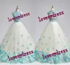 Aqua Blue 2 Pièce Sweet 16 Robes Robe De Bal De Bal 2023 3D Floral Fleurs Dentelle Perles Jewel Décolleté Trou De Serrure Dos Nu Robes De Quinceanera