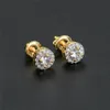 Men Women Bling CZ Diamond Stud Oordings 925 Sterling Silver Iced Out Bling CZ Rock Punk Earrings Jewelry2270