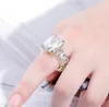 ANELLO con diamante CZ placcato oro 14K con cofanetto originale Adatto per gioielli di fidanzamento con fede nuziale in stile Pandora per donne e ragazze