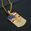 Pendant Necklaces American Flag Eagle Male Gold Color Iced Out Animal Charm & Chains For Men Hip Hop Jewelry Gift Drop