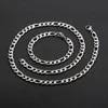 Aço inoxidável Figaro nk Chain colar Bracelet Set Gifts Moda 4mm 6mm 7mm 9mm 12mm de jóias de homens de largura Conjunto de joias