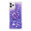 Coques de téléphone de sable à paillettes liquides avec béquille pour Iphone 7 8plus Xr 12 11 13 14 Pro Max Samsung S20 Note 20 Bling Floating Waterfall TPU Protector Cover