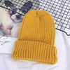 Ny Höst Vinter Fshion Solid Stripe Vintage Strikkad Hatt För Kvinnor Flickor Utomhus Varm Skullcap Hattar Gorro Skidlock Beanie Hat