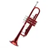 High Quality Bb Tune Trumpet Red Lacquer Brass Plated Musical instrument with case Mouthpiece Free Shipping