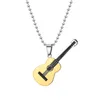 Stainless steel Music guitar Necklace Pendant Women men necklaces Black gold hip hop fashion jewelry will and sandy gift