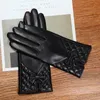 Latest Lambskin Butterfly Knot Real Leather Gloves Female Winter Plus Velvet Thicken Black Woman's Sheepskin L61231