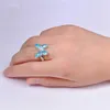 Klusterringar söt fjäril djur design ring imitation blå eld opal för kvinnor tillbehör smycken bohemian uttalande tjej gif7856993