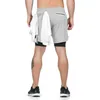 Nya män 2 i 1 Running Shorts Gym Fitness Bodybuilding Training Quick Dry Beach Short Pants Man Summer Workout Crossfit Bottoms