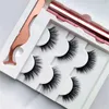 Cílios postiços com delineador e pinça 3 pares 5 cílios postiços delineador líquido conjunto de maquiagem reutilizável eyelash7688330