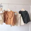 Dzianiny Kurtka Kurtka sweter Ruffles Baby Girl Cardigan Jesień Dla Dziewczyn Maluch Płaszcz Wełniany 0-5y