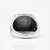 925 Sterling Silver Men Ring avec Suqare Natural Stone Sculpté Design Thai Silver Ring pour Femmes Hommes Bijoux Turcs